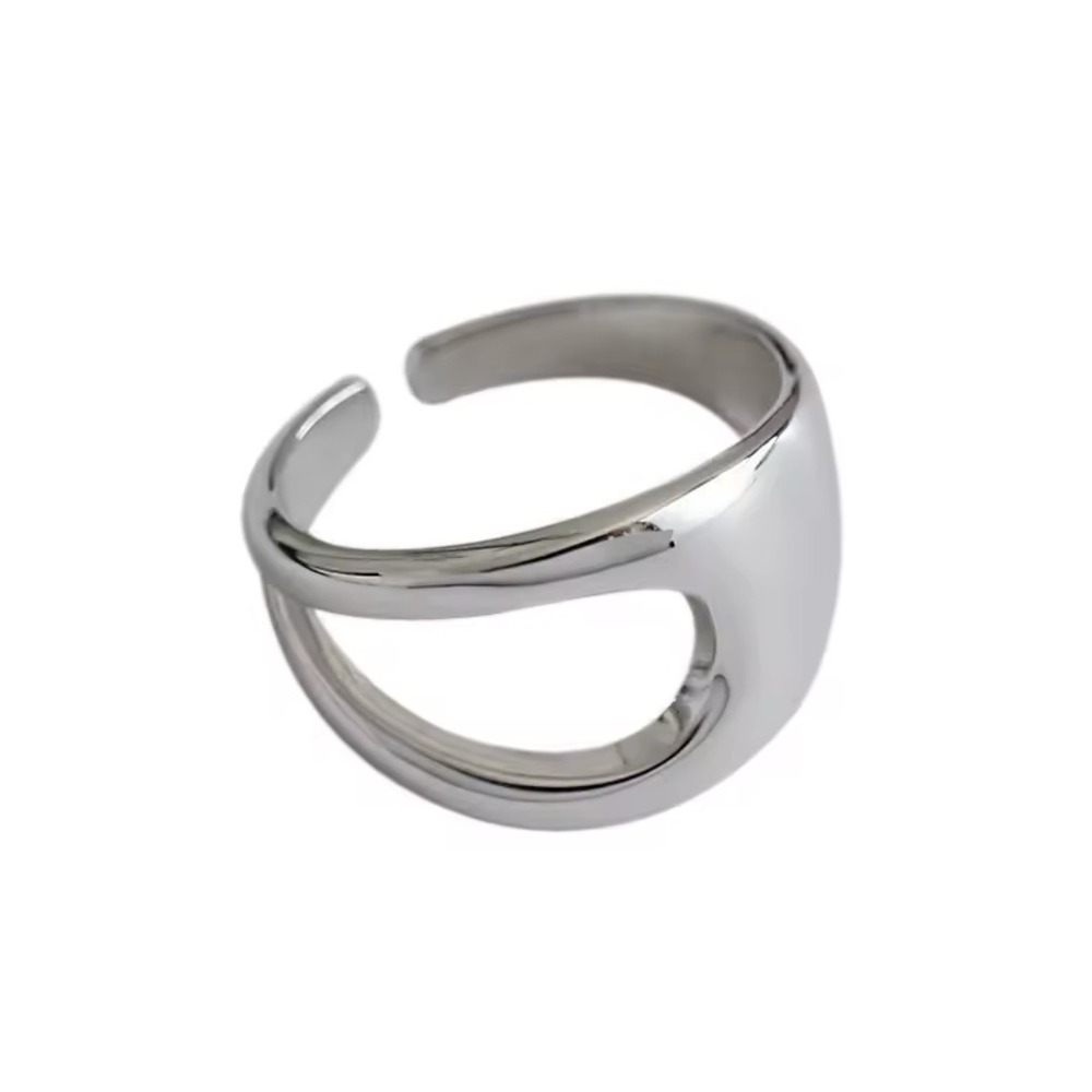NEW UNIQUE SILVER ABSTRACT RING, OPEN RING, SILVER ADJUSTABLE RING, UNISEX RING - Picture 7 of 12
